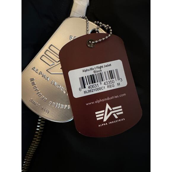 NWT Men M Alpha Industries Alpha Ma-1 Flight Jacket Bomber Coat Black Reversible - Picture 9 of 9